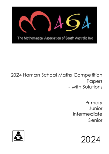 Past Hamann School Mathematics Competition Papers | All Year Levels 2024 - with Solutions [Electronic Resource]